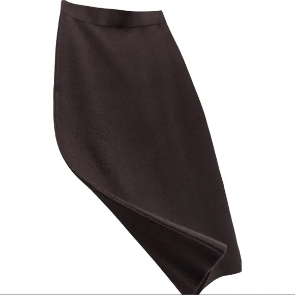 Zara Limited Edition Soft Heavyweight Knit A Line Midi Skirt Dark Brown L